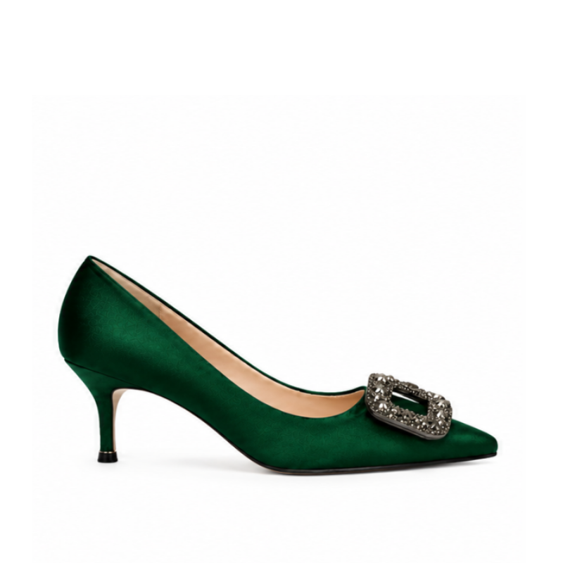 Women's Ruby Crystal Buckle Stiletto Pump Heels