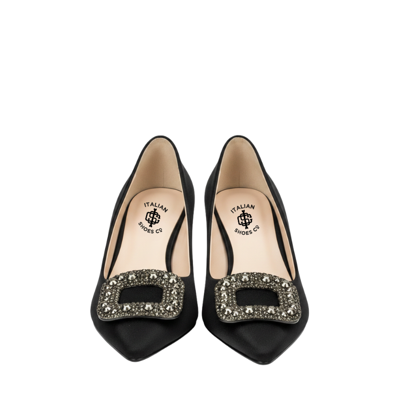 Women's Ruby Crystal Buckle Stiletto Pump Heels