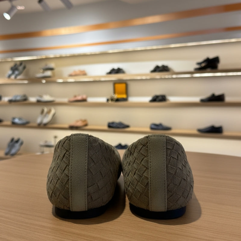 Woven Suede Pointed Ballet Flats