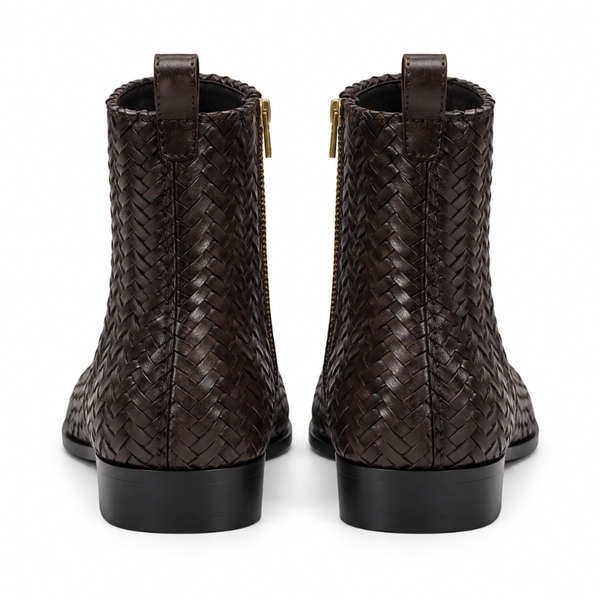 Woven Zip-Up Ankle Boots