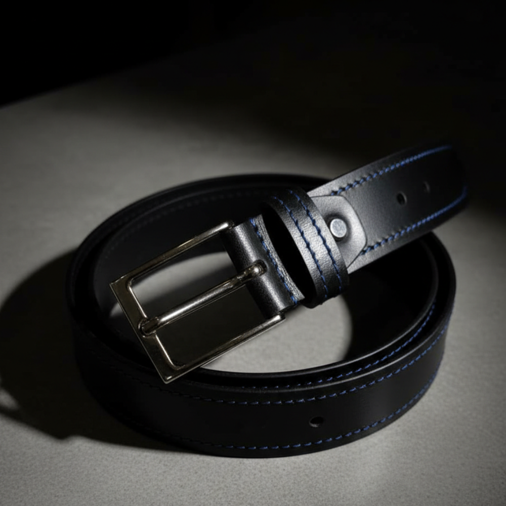Noir wave Artisan Grain Leather Belt