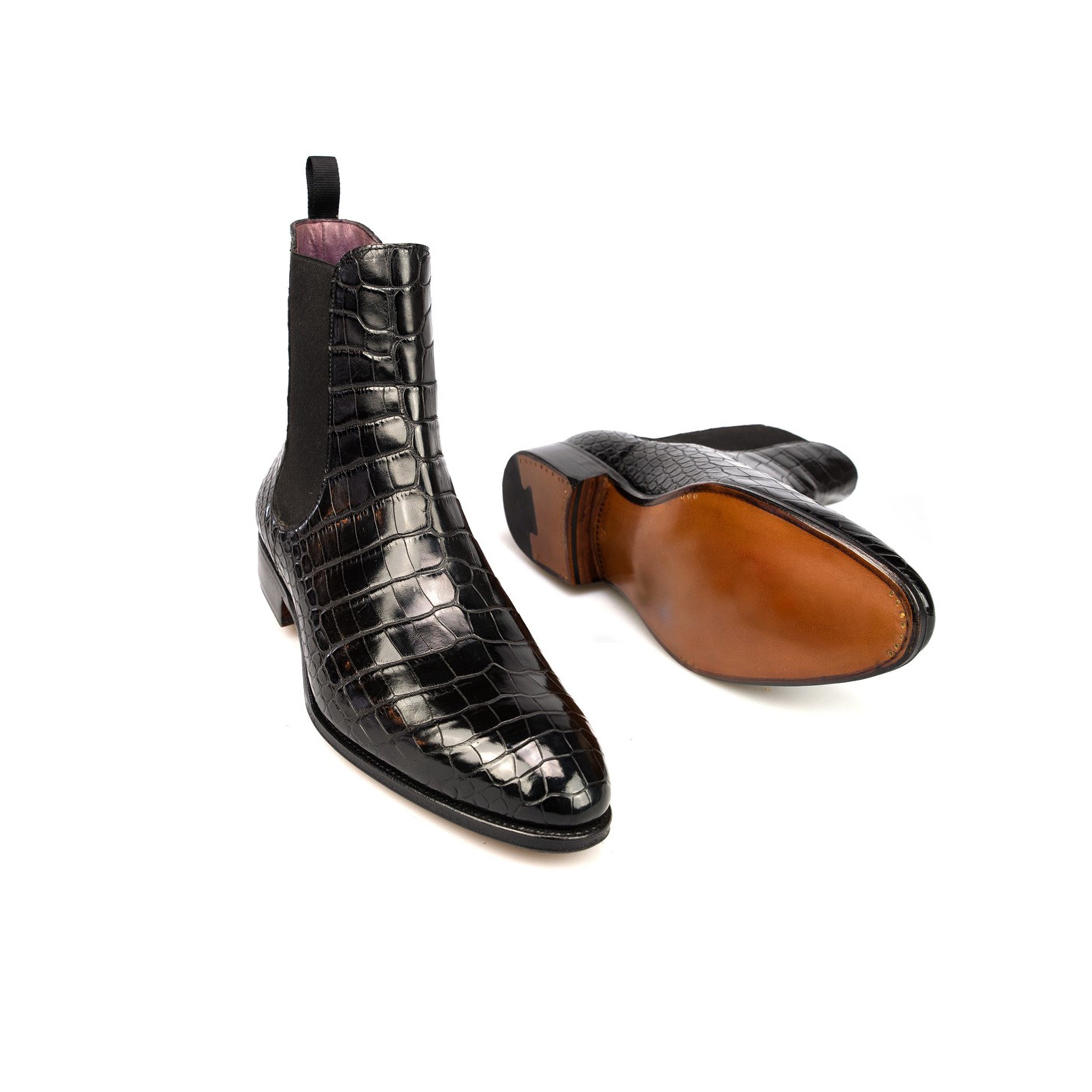 Croco Print High Ankle Boots