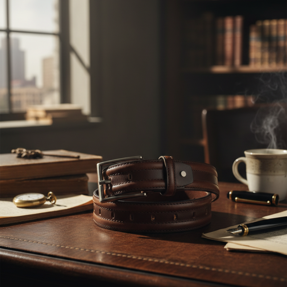 Classic Rivet Lineage Grain Leather Belt