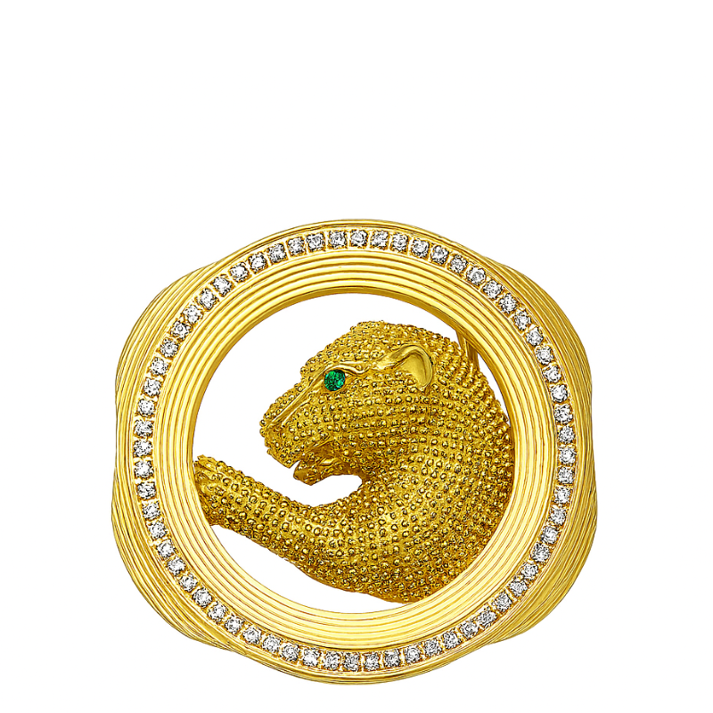 Golden Stoned Regal Jaguar Buckle