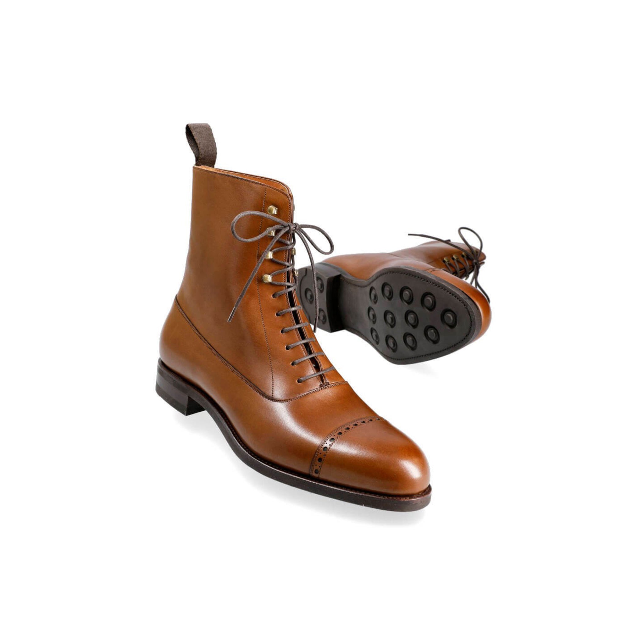 Tan Lace-up High Ankle Boots