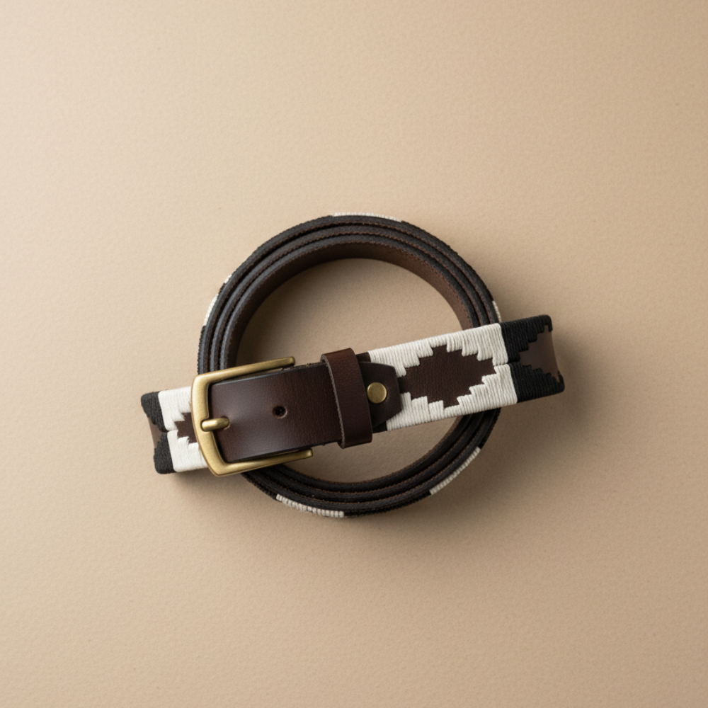 Woven Crest Heritage Grain Leather Belt