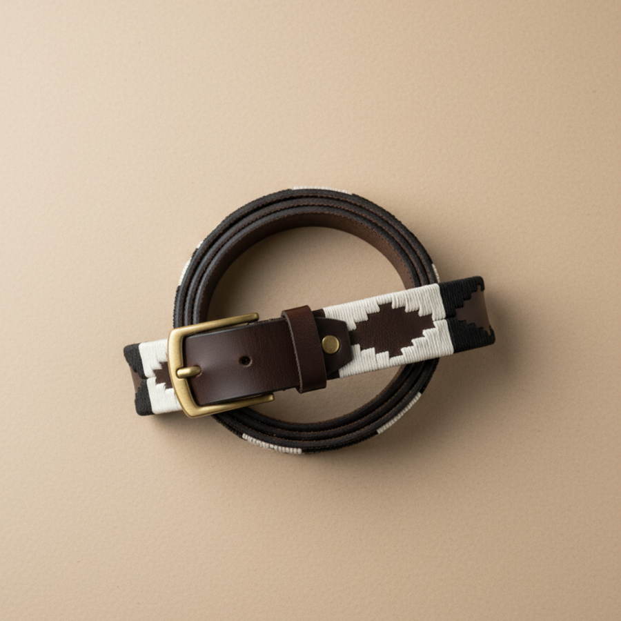 Woven Crest Heritage Grain Leather Belt