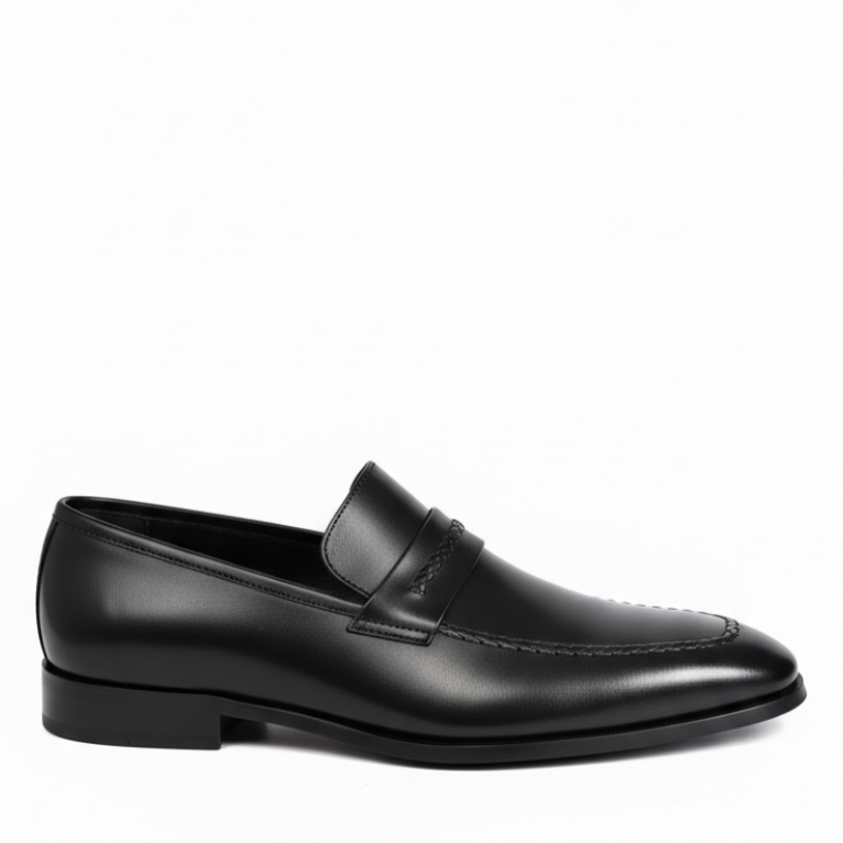 Italian Classic Noir Saddle Penny Loafers