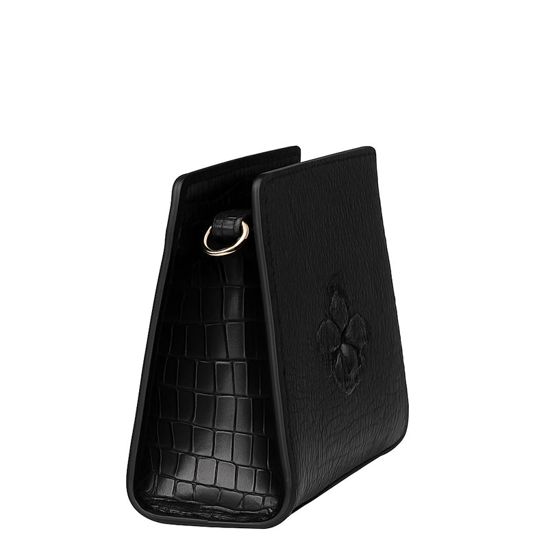 Men's Black Croco Leather Handbag