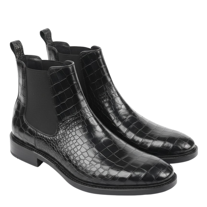 Crocodile Embossed Chelsea Boots