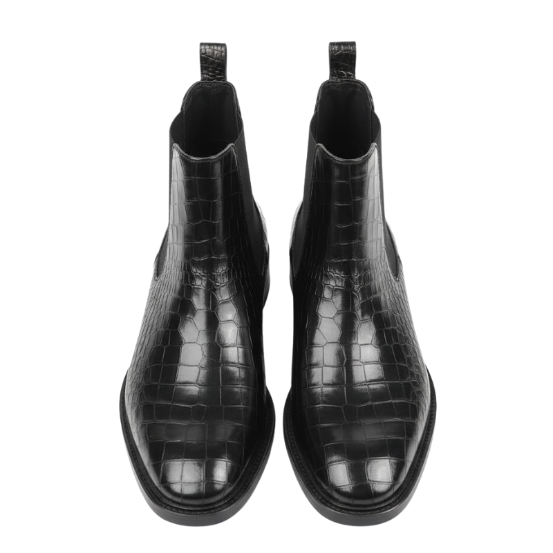 Crocodile Embossed Chelsea Boots