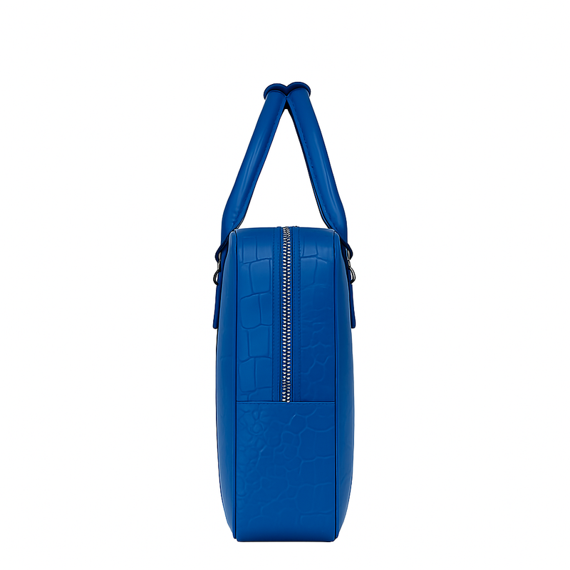 Italian Croco Leather Textured Briefcase Blue Edition