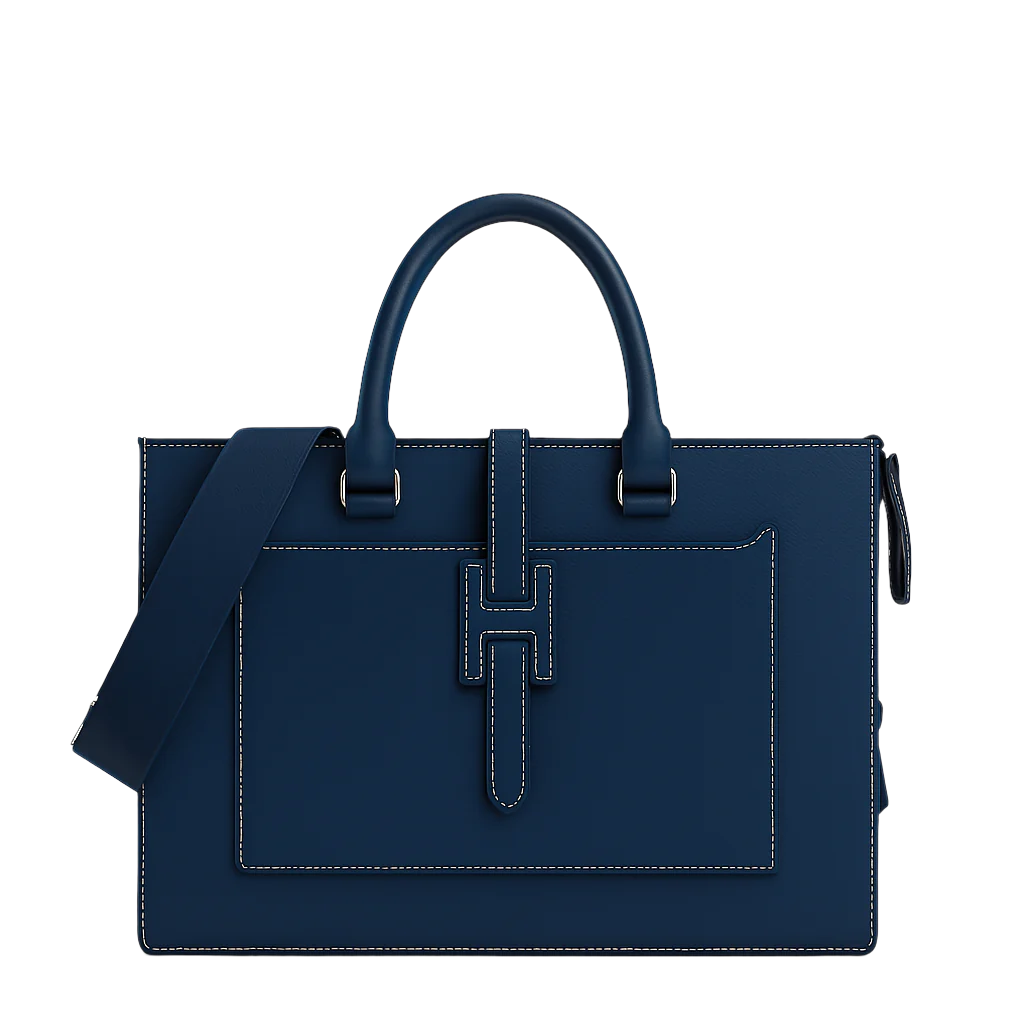 Stylish Italian Blue Leather Briefcase Bag