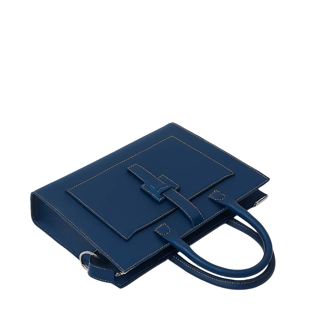 Stylish Italian Blue Leather Briefcase Bag