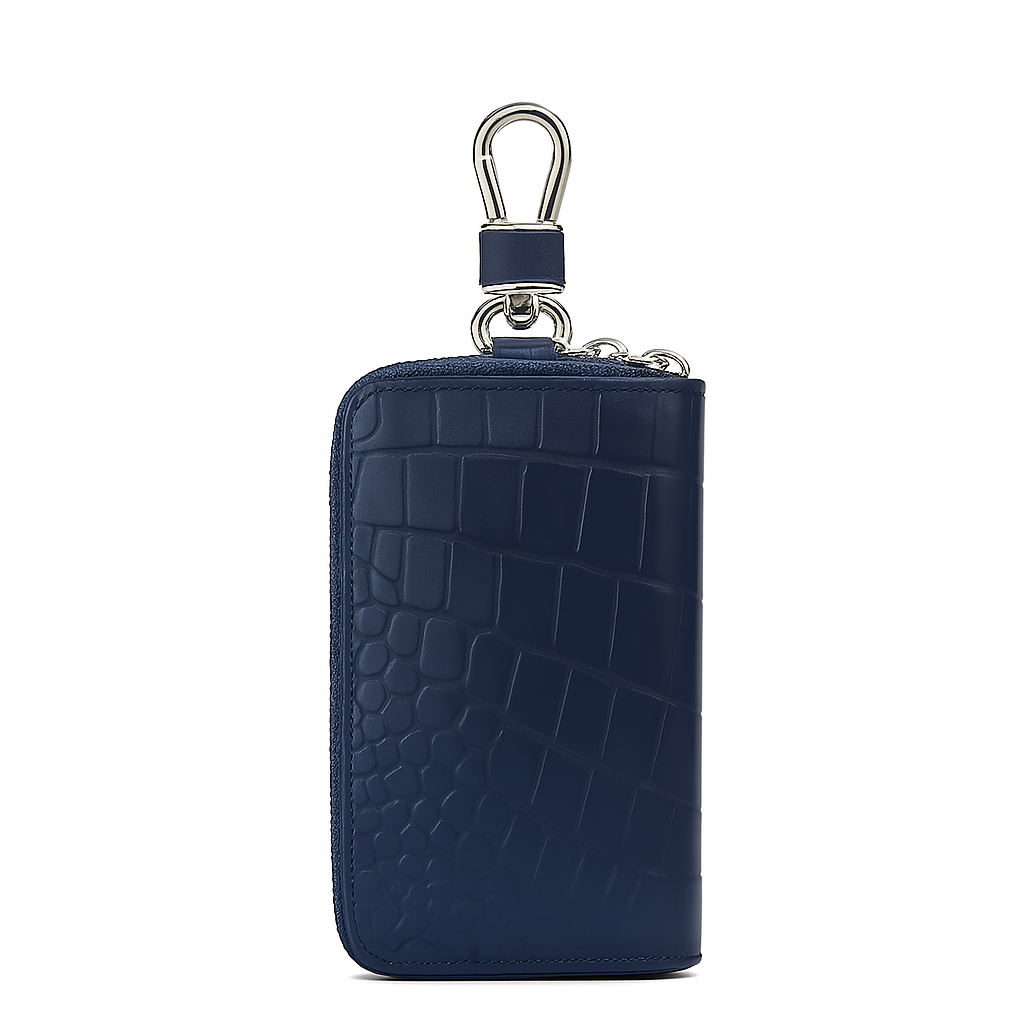 Croco Black Mini Zipper Key Case Wallet