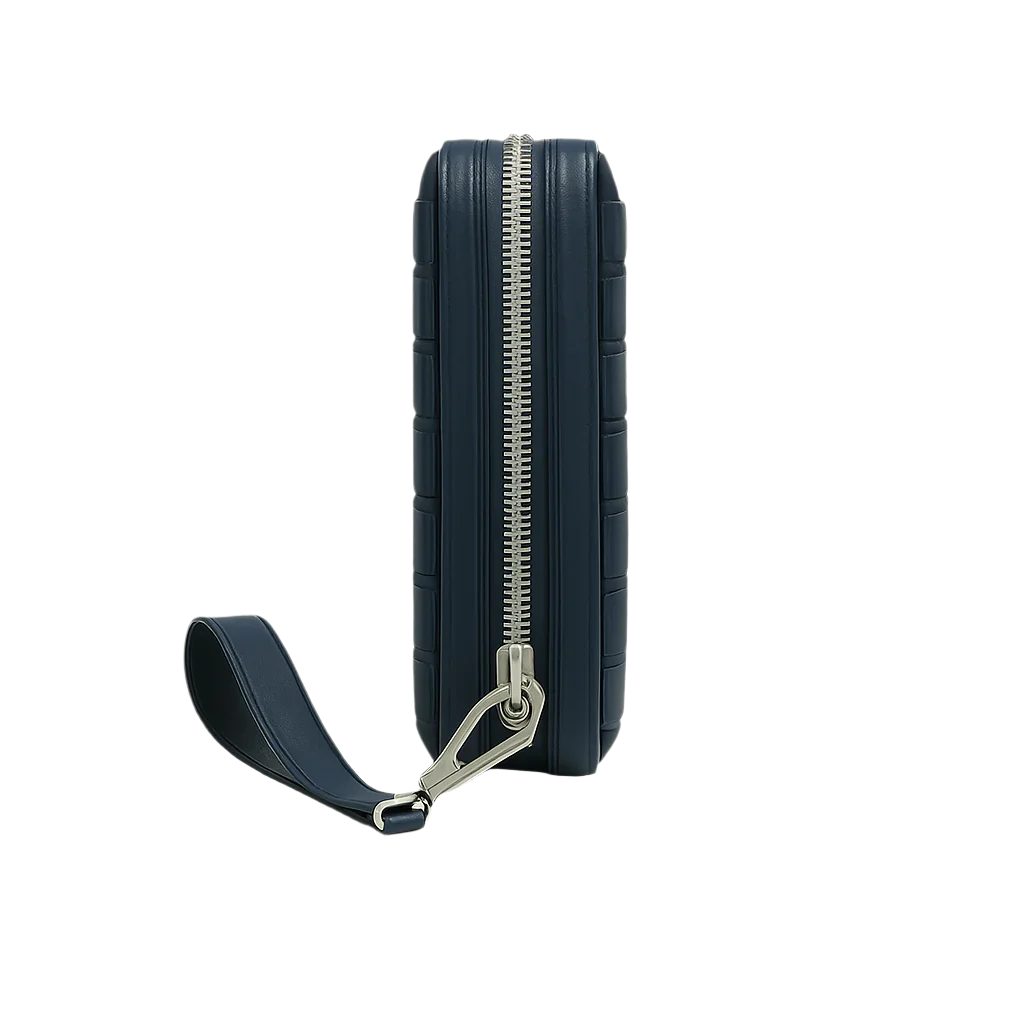Croco Black Textured Around Zip Wallet