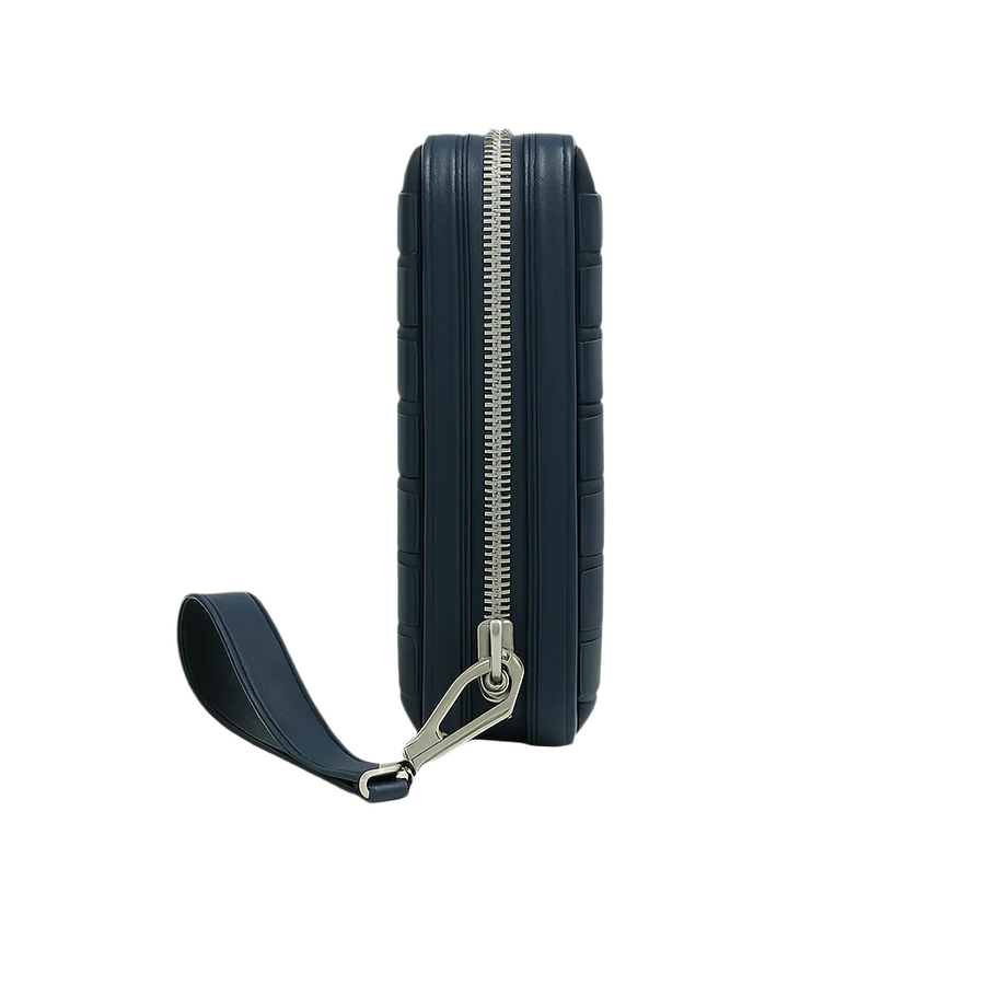 Croco Black Textured Around Zip Wallet