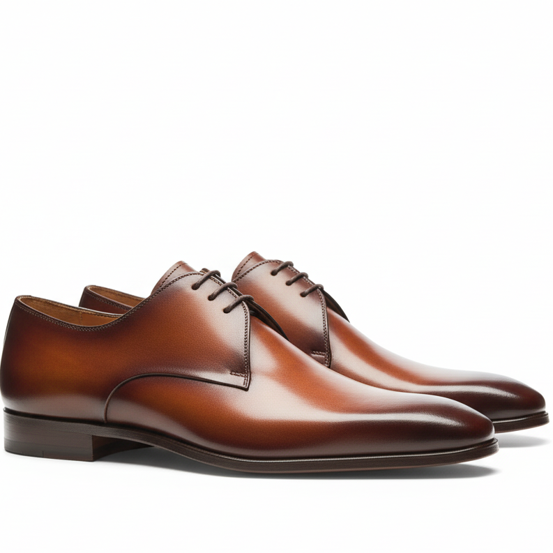 Jacoby Brown Plain Toe Derby Shoes display picture 1