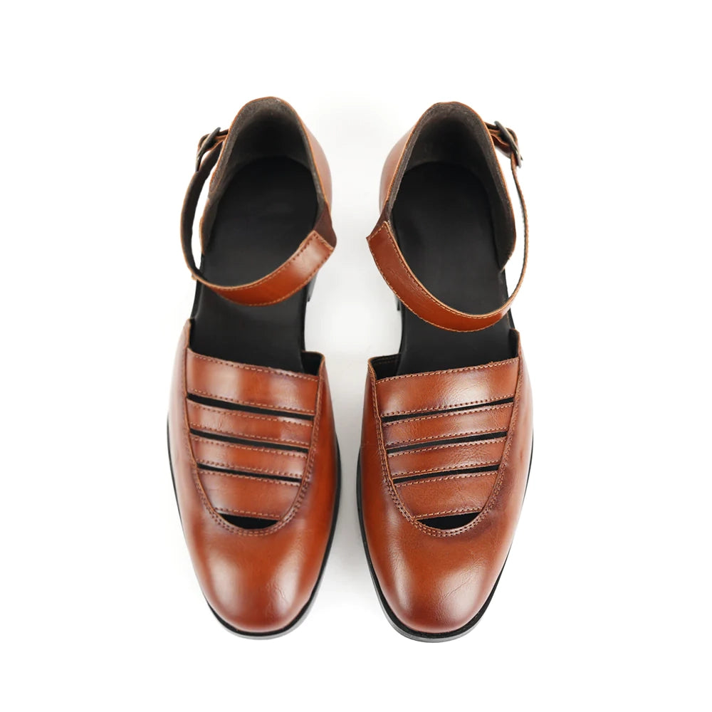 Nawabi Ankle-Strap Sandals - Tan