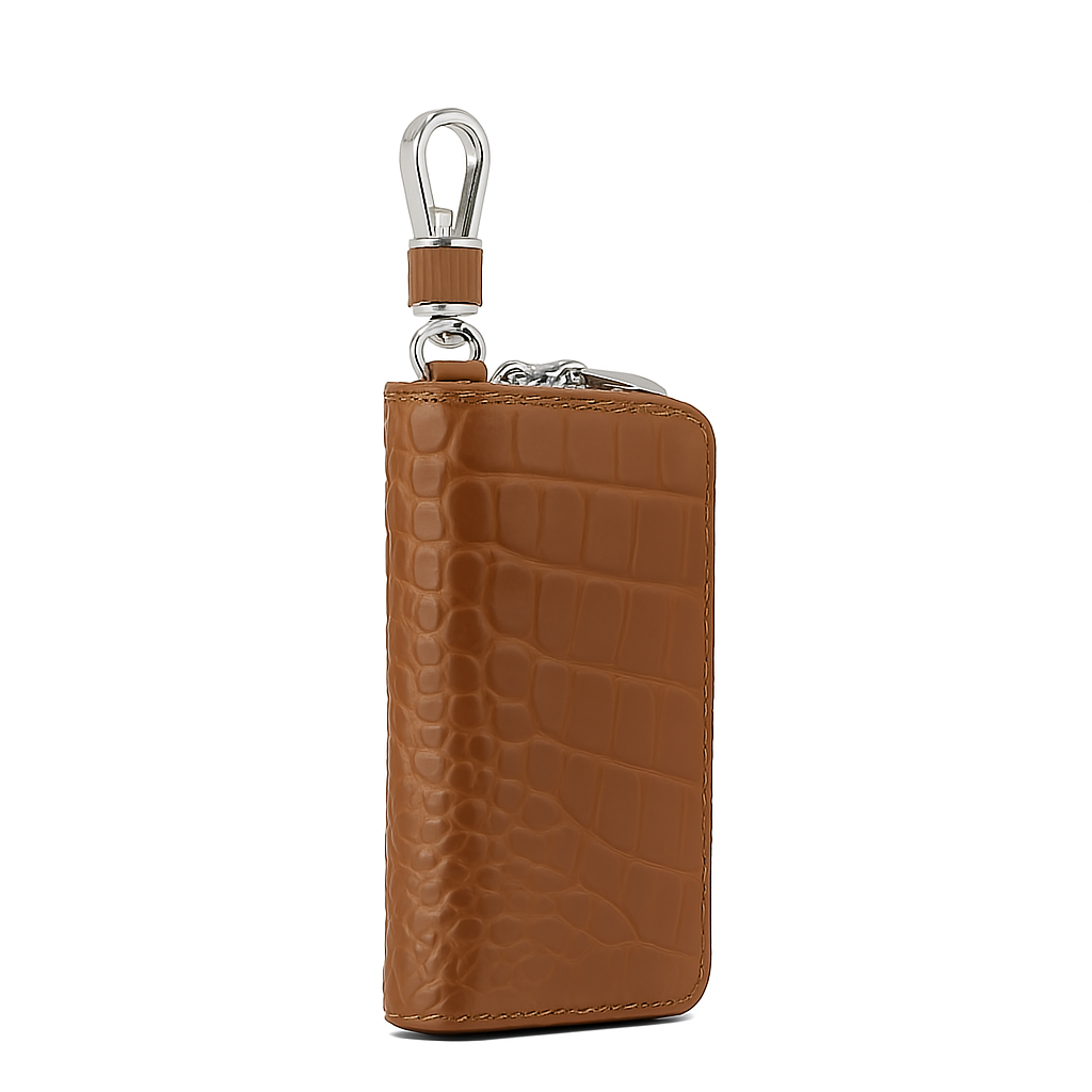 Croco Black Mini Zipper Key Case Wallet