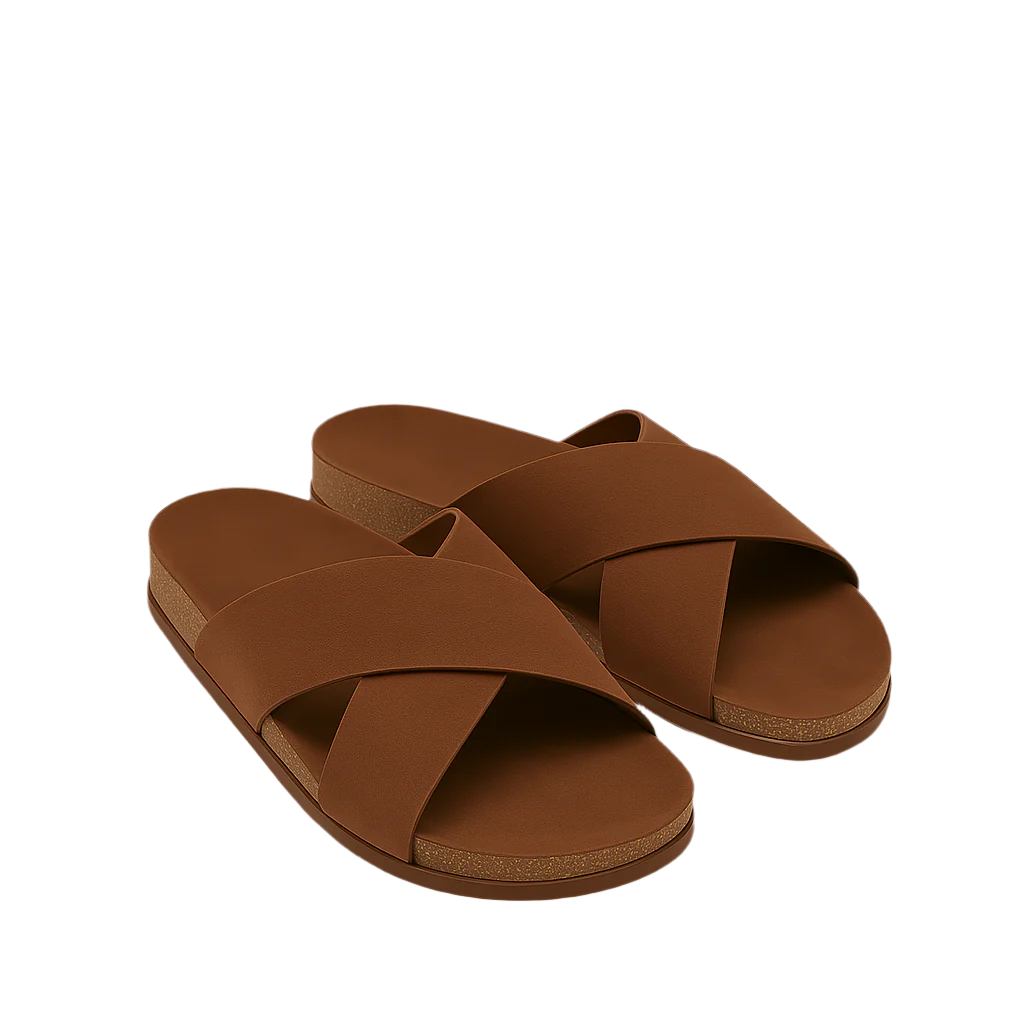 Men's Cross Strap Suede Comfort Slipper