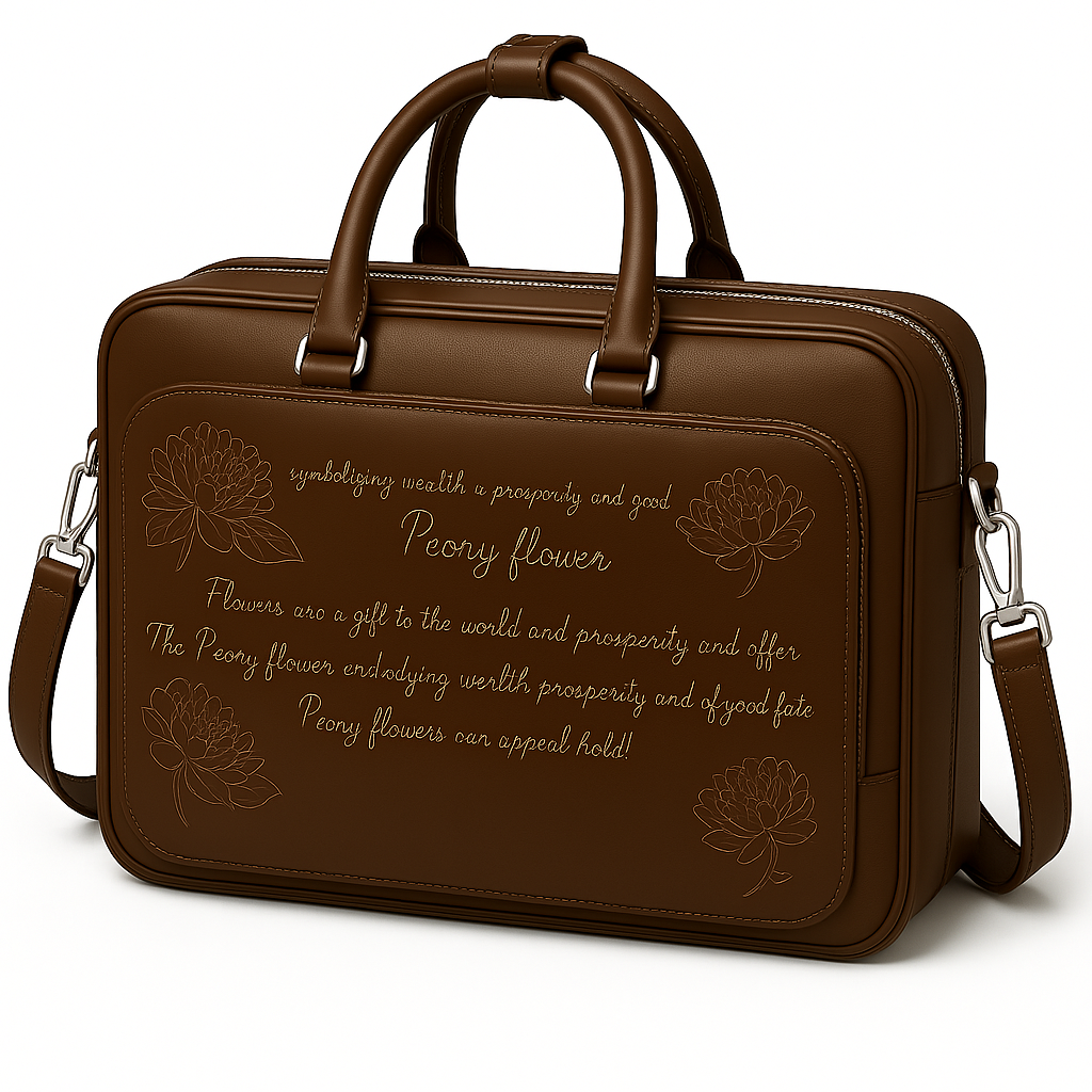 Italian Brown Men's Printed Leather Laptop Bag