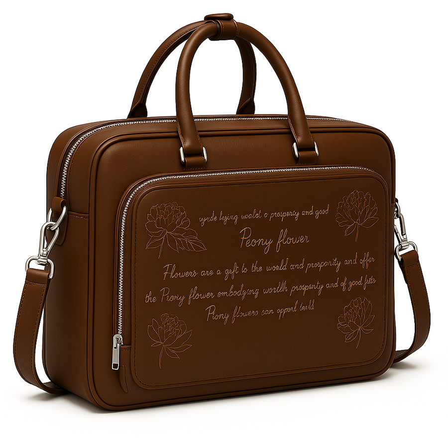 Italian Black Men s Printed Leather Laptop Bag