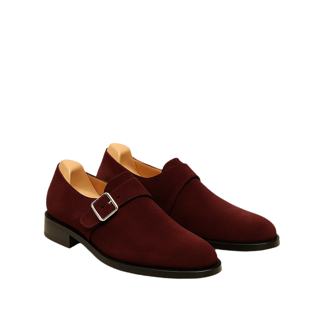 Men's Handcrafted Suede Single-Strap Monk Shoe