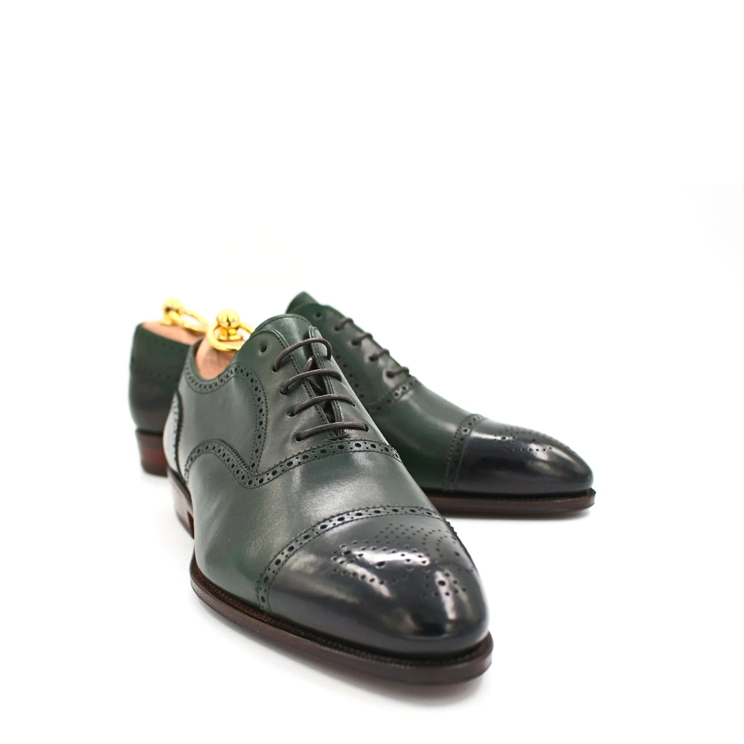 Classic Design Pure Solid Leather Oxford Shoe Green