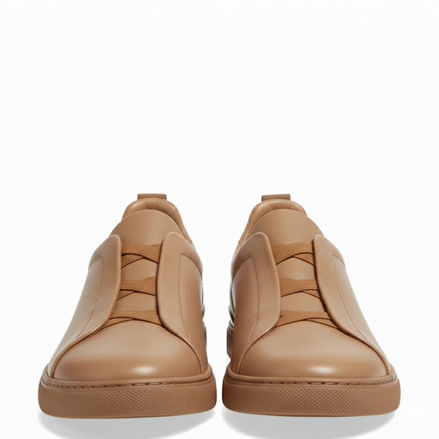Noir Triple Stitch Leather Sneaker