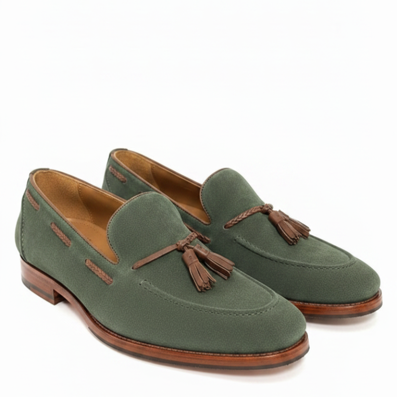 Braided Charm Italian Suede Tassel Loafers