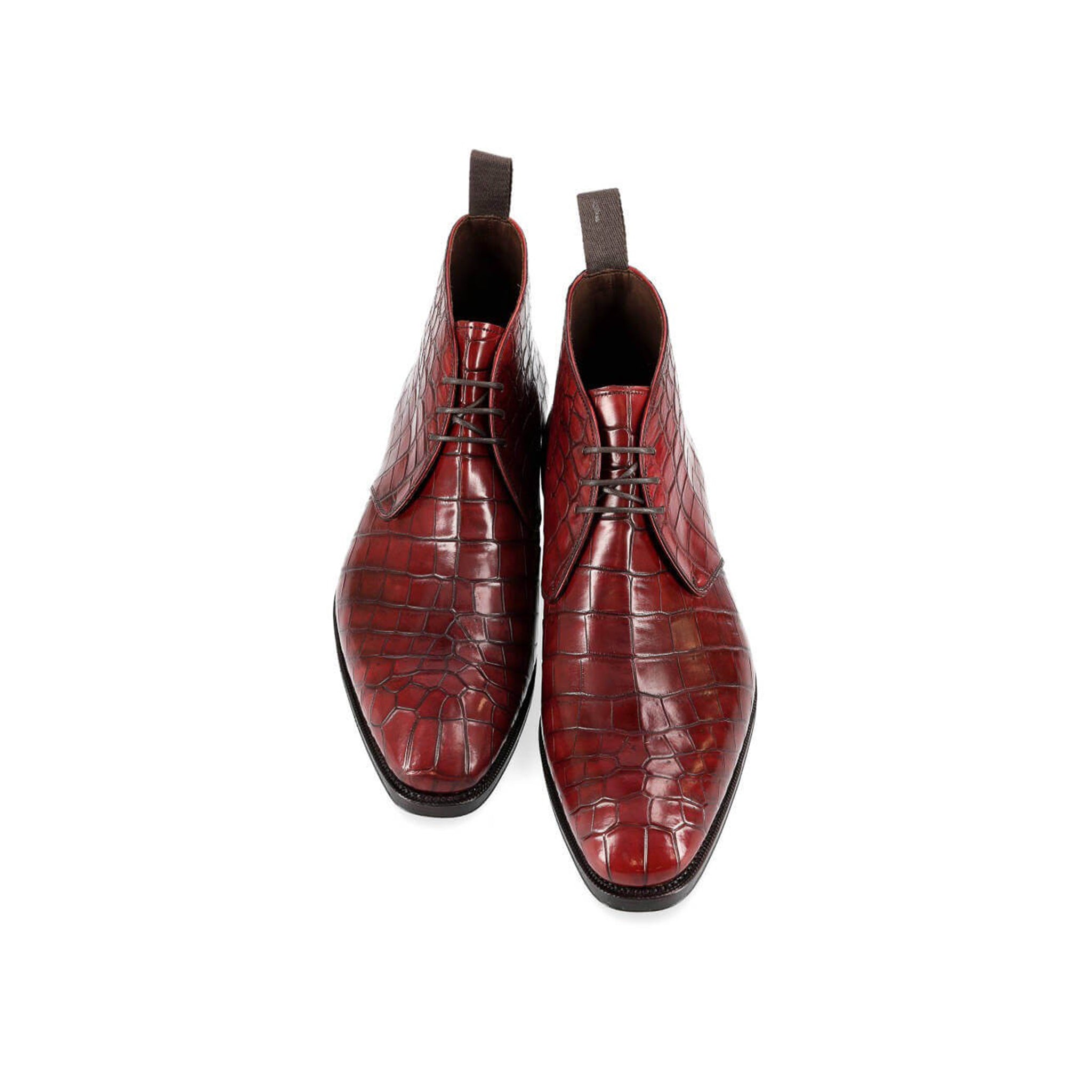 Burgundy Croco Chukka Boots