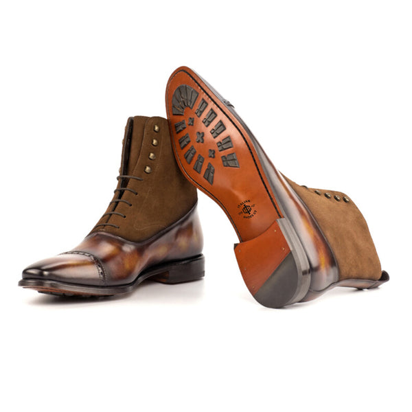 Patina Leather and Suede Balmoral Boots