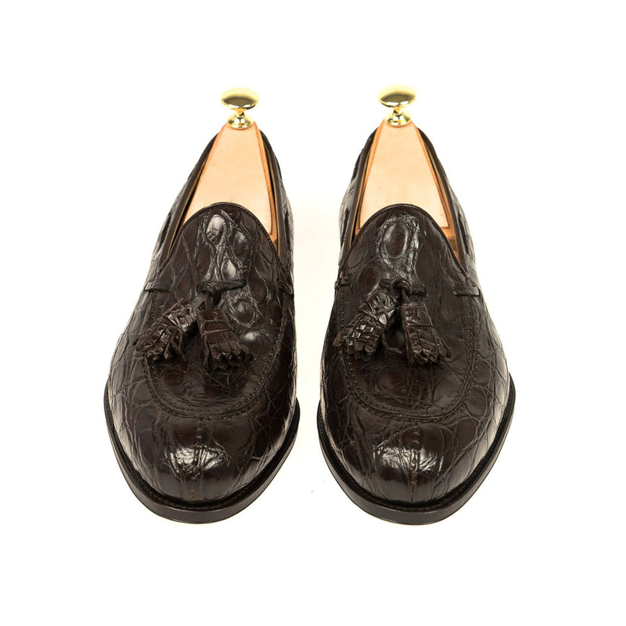 Cocoa Crocodile Tassel Loafer Dark Brown