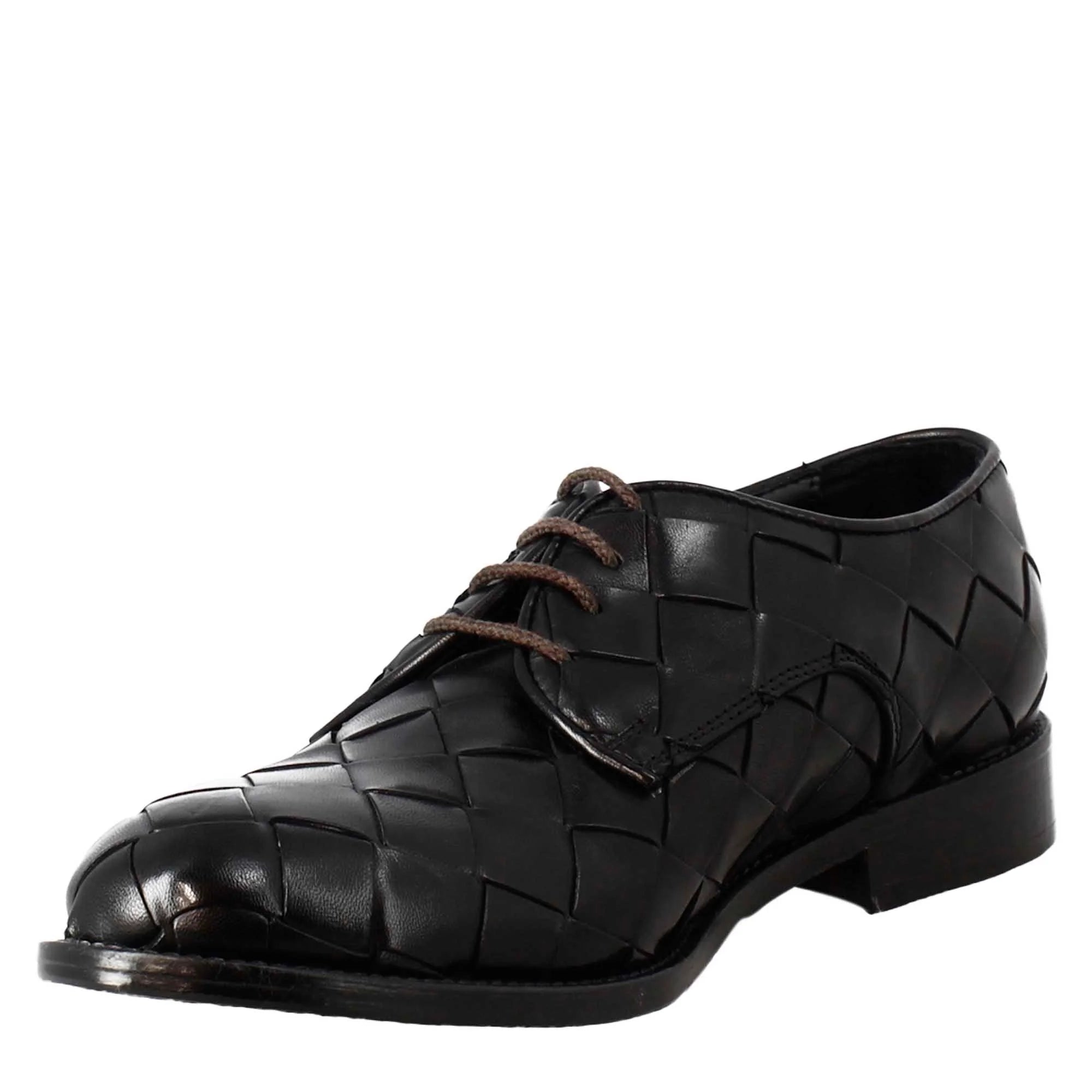 Vintage Black Derby woven leather