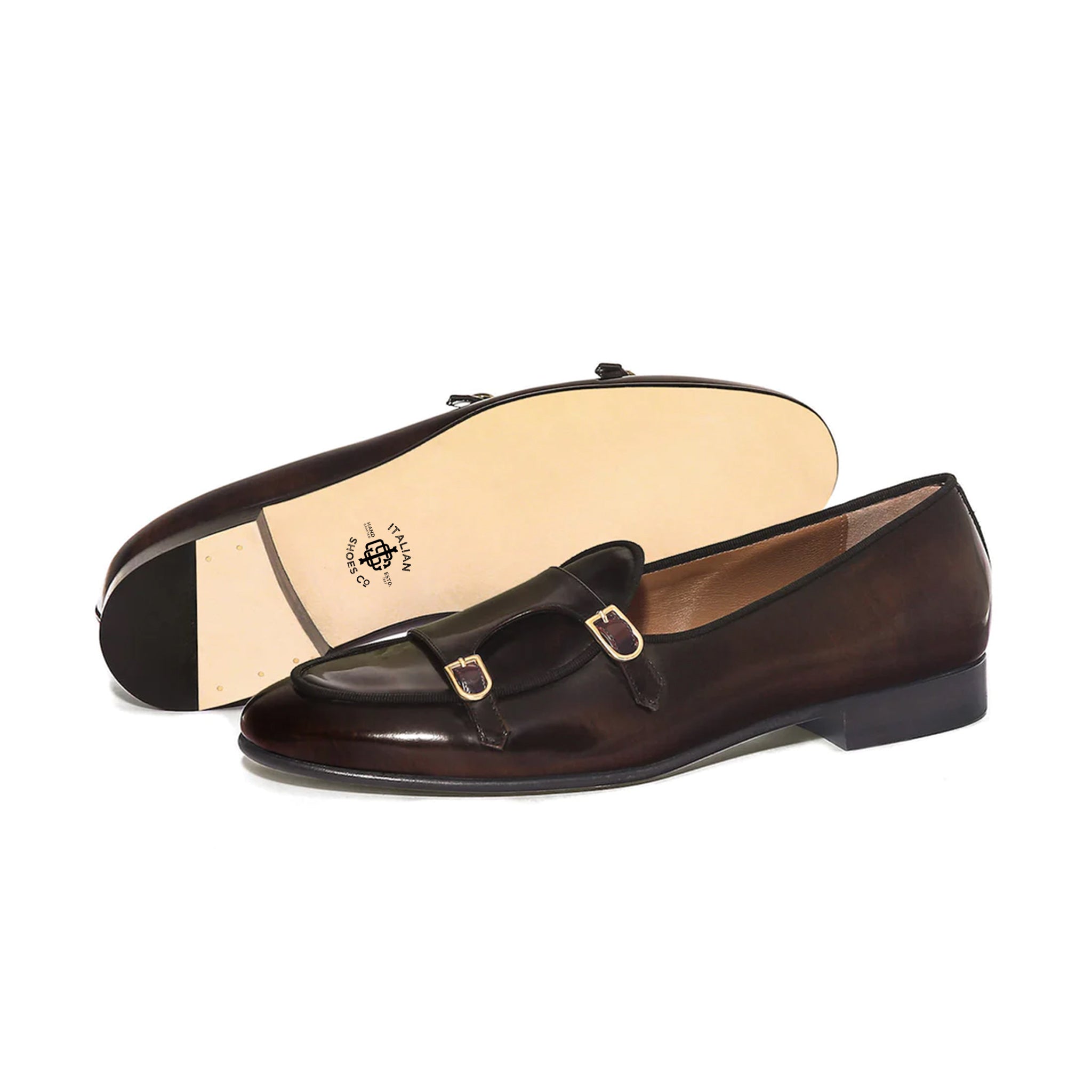 Congo Brown Double Monk Strap Shoes