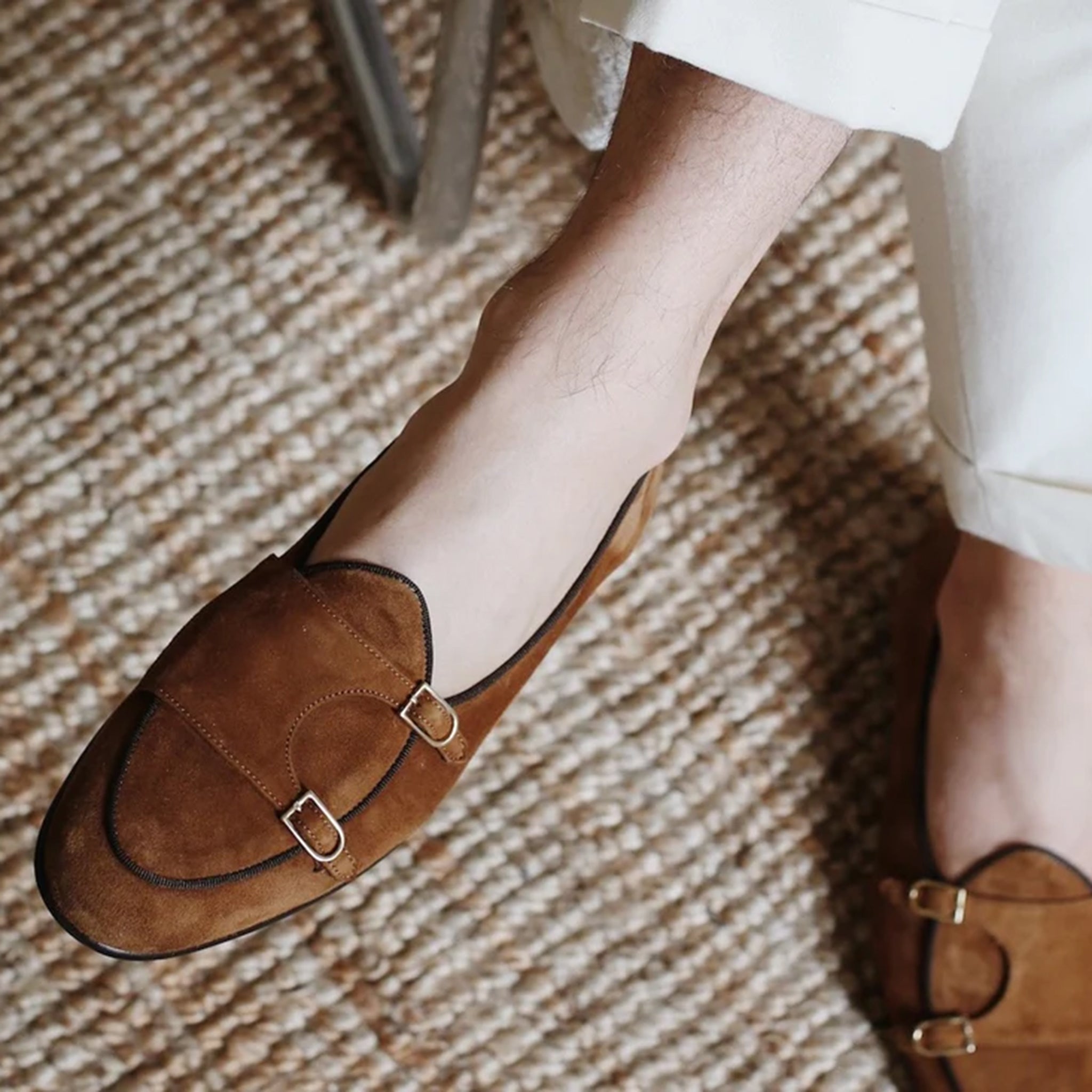 Cognac Double Monk Strap Shoes