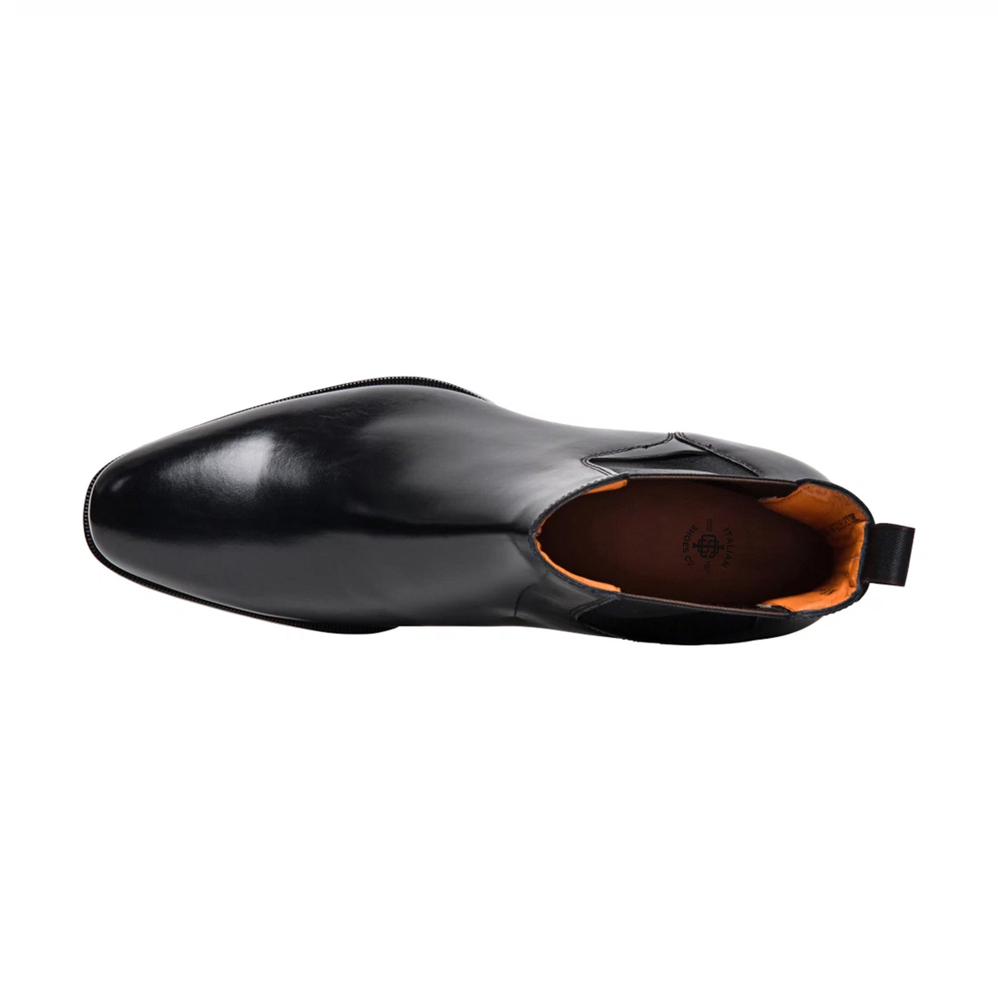 MEN’S POLISHED BLACK LEATHER CHELSEA BOOT