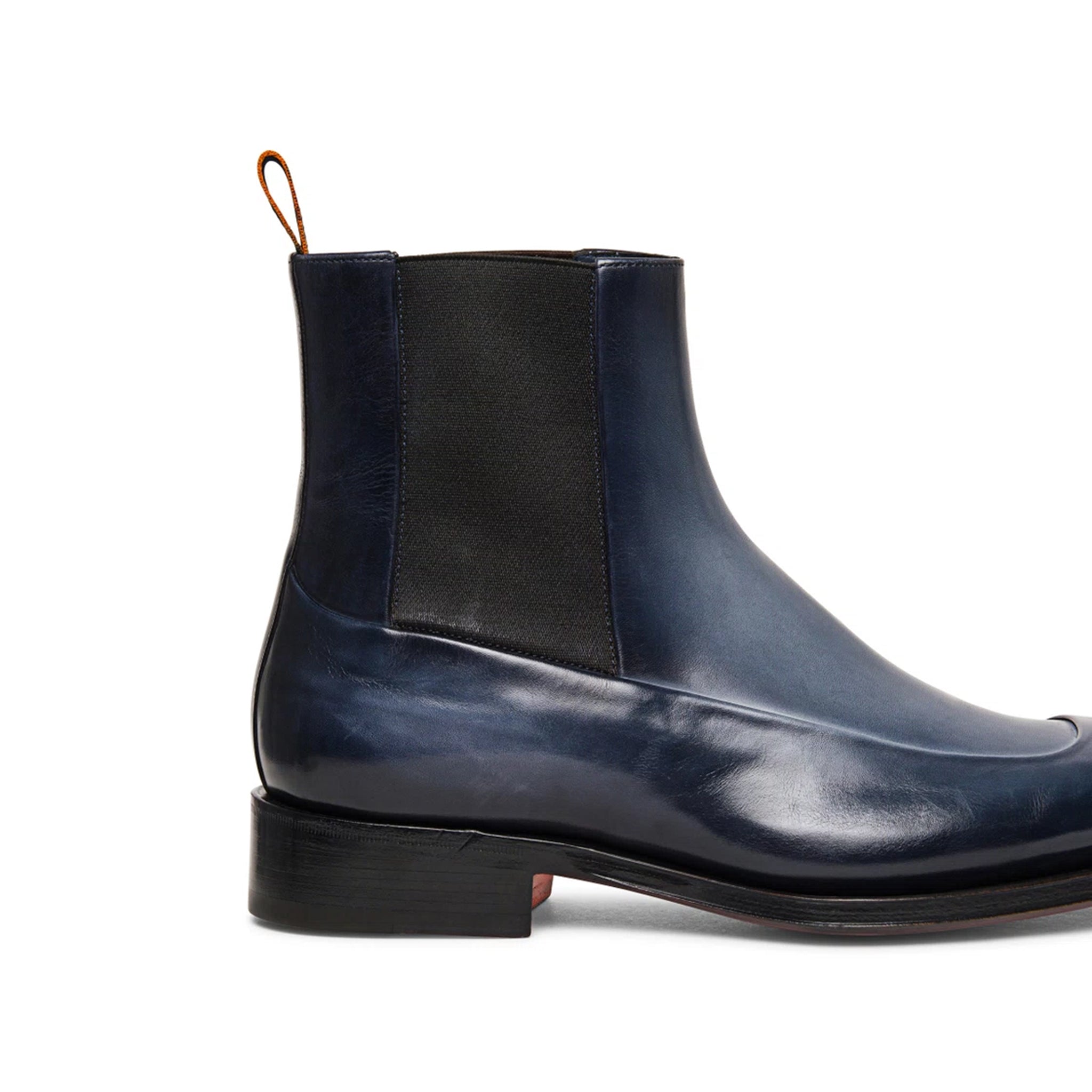 Men's Blue Leather Chelsea Boots