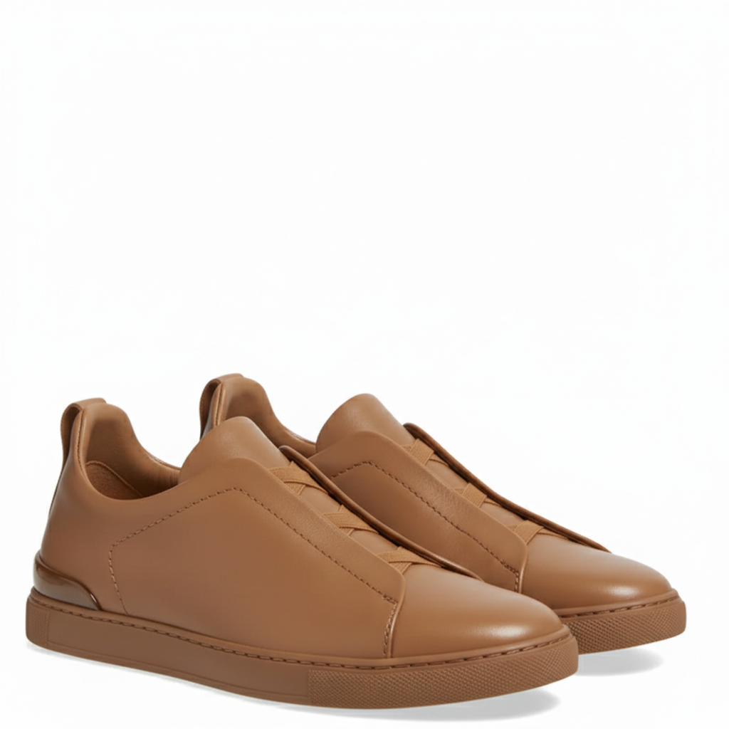 Noir Triple Stitch Leather Sneaker