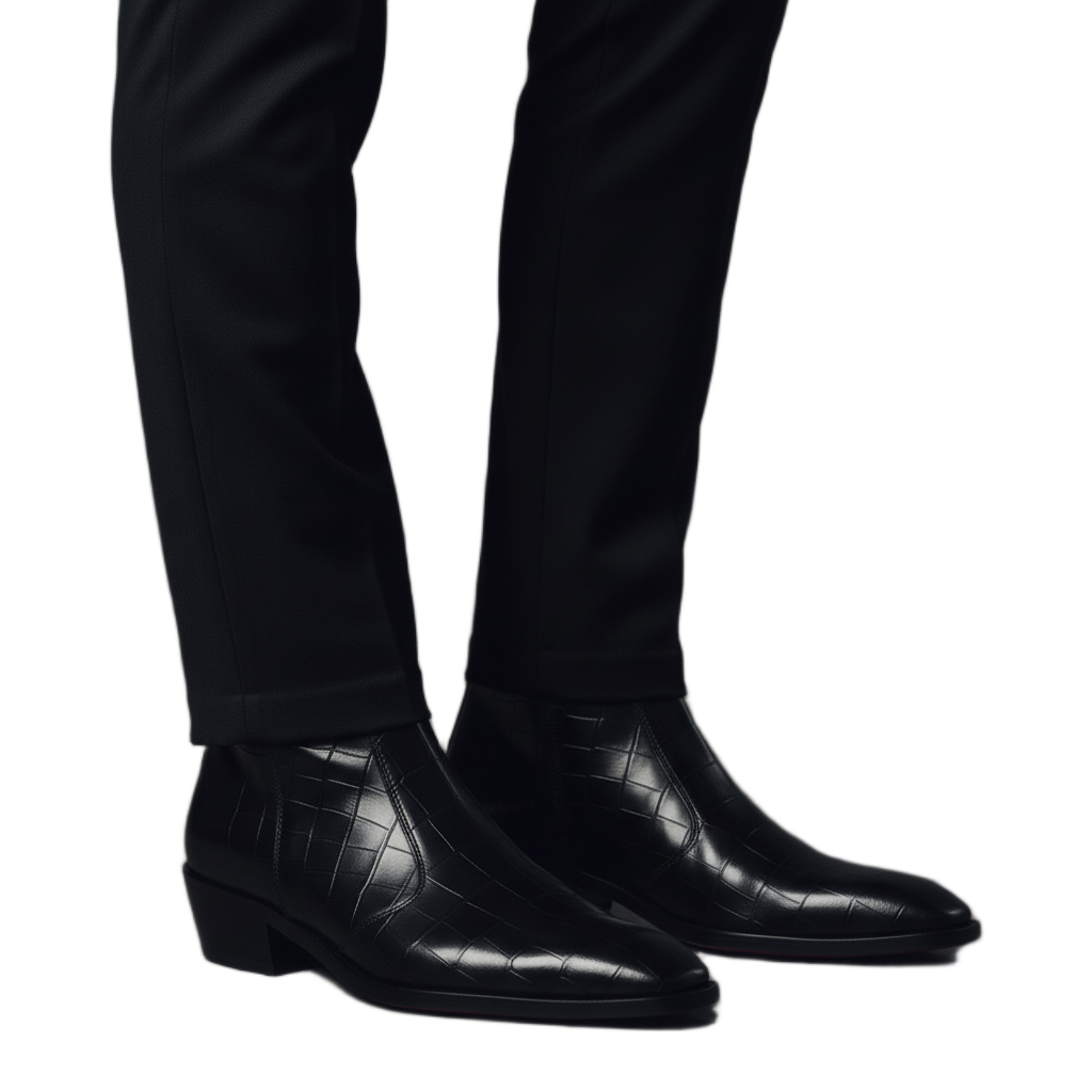 Cuban Heel Chelsea Boots Dark Brown Deep Cut Leather with Zip Closure