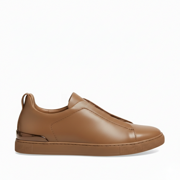 Noir Triple Stitch Leather Sneaker - Tan