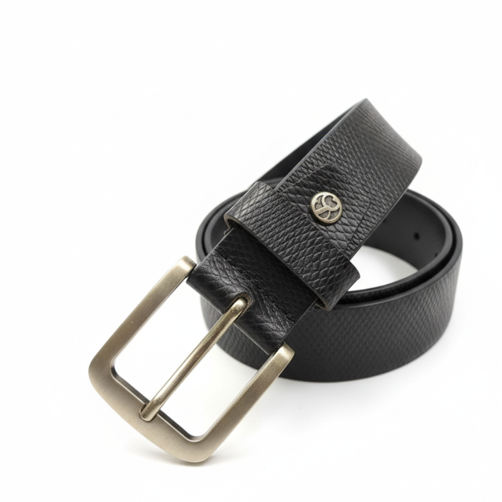 Midnight Crest Executive Leather Belt