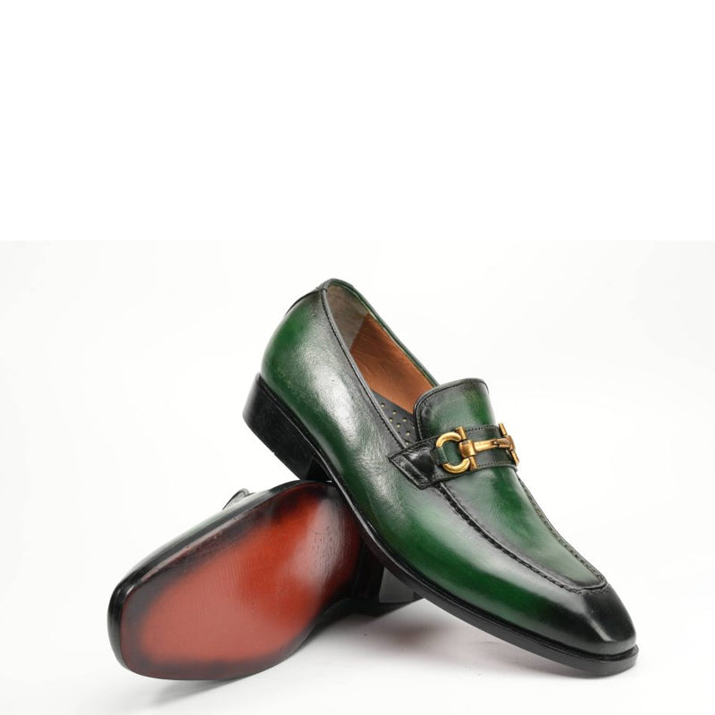 Raised Lake Stitch Apron Toe Green Men s Horsebit Loafer