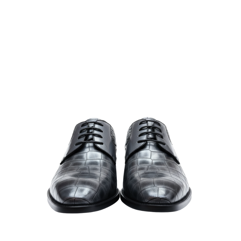 Titanium Croco Metallic Derby Shoes