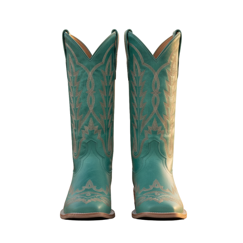 Women's Turquiose Square Toe Cowboy Boots