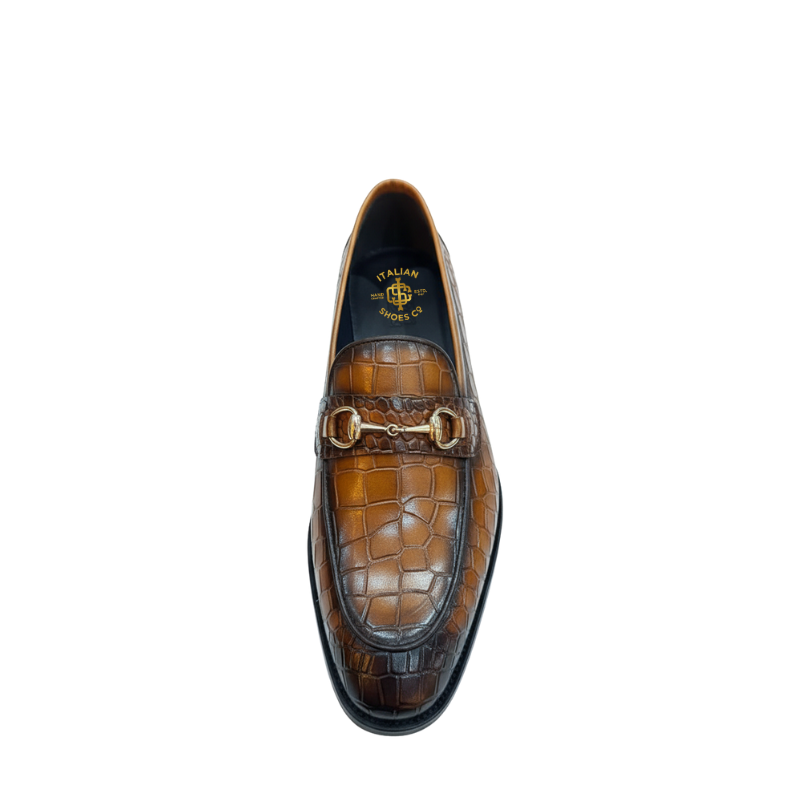 Royal Cognac Croco Bit Loafers