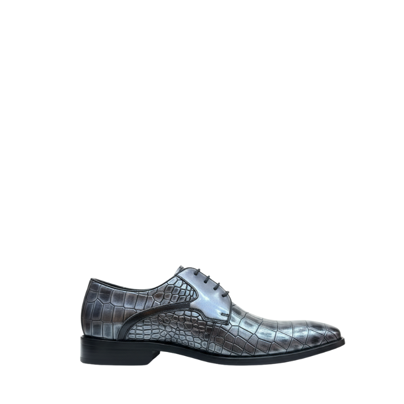 Titanium Croco Metallic Derby Shoes