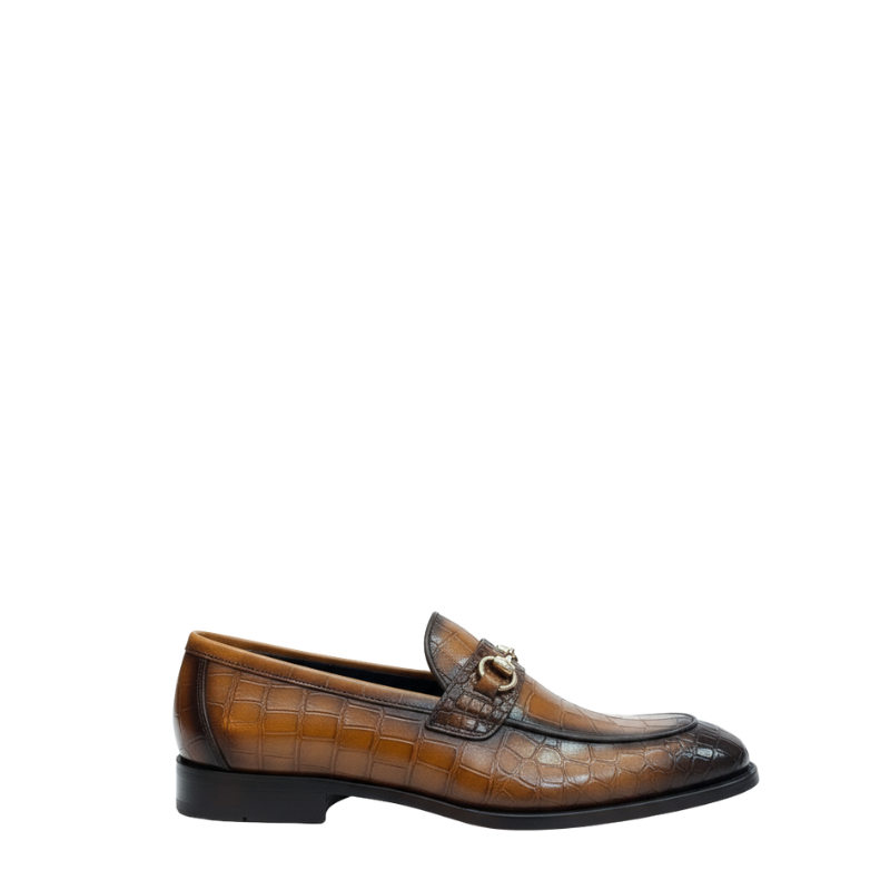 Royal Cognac Croco Bit Loafers