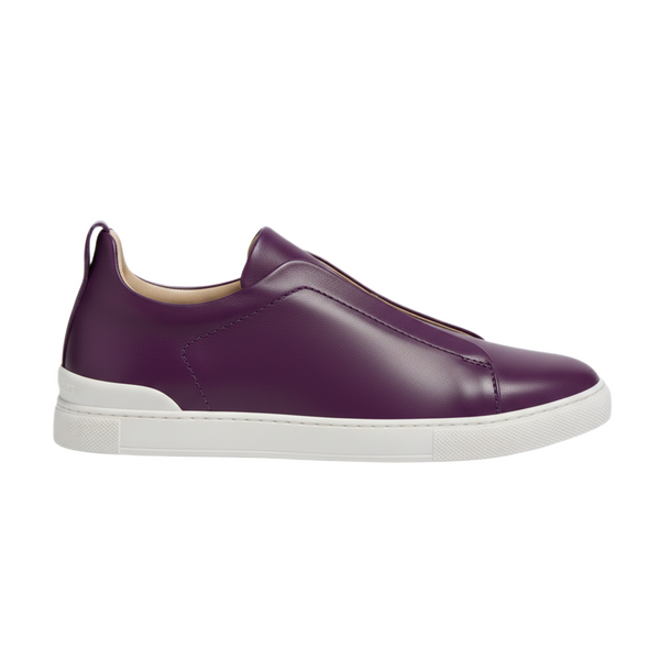 Luxury Edition Triple Stitch Leather Sneaker for Mens - Burgundy